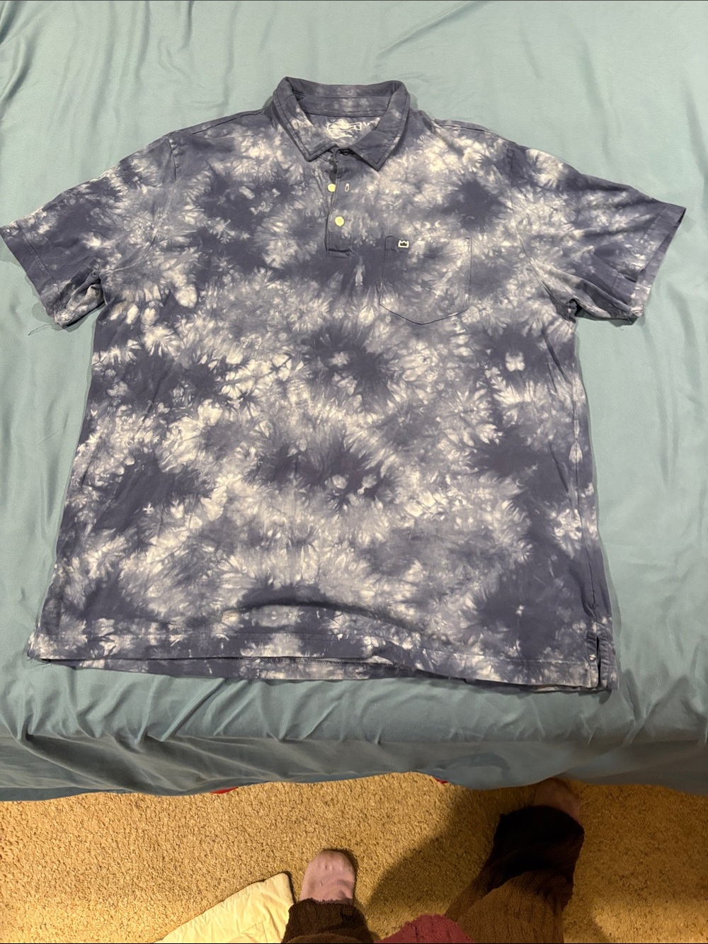 crown & ivy Men's Navy and White Tie-Dye Polo